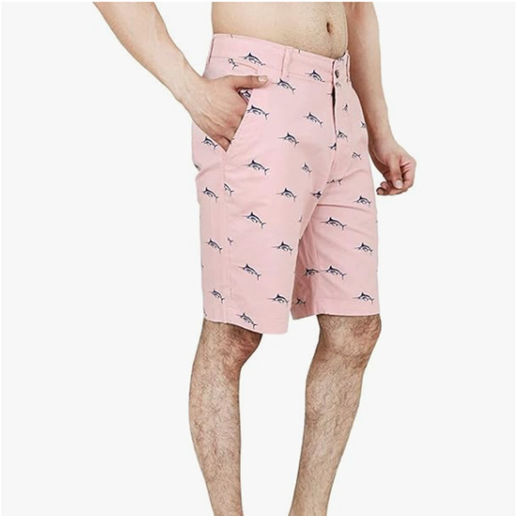 Men's Pink SWORDFISH Chino Shorts - Hudson & Barrow - Size 38 - Picture 9 of 11